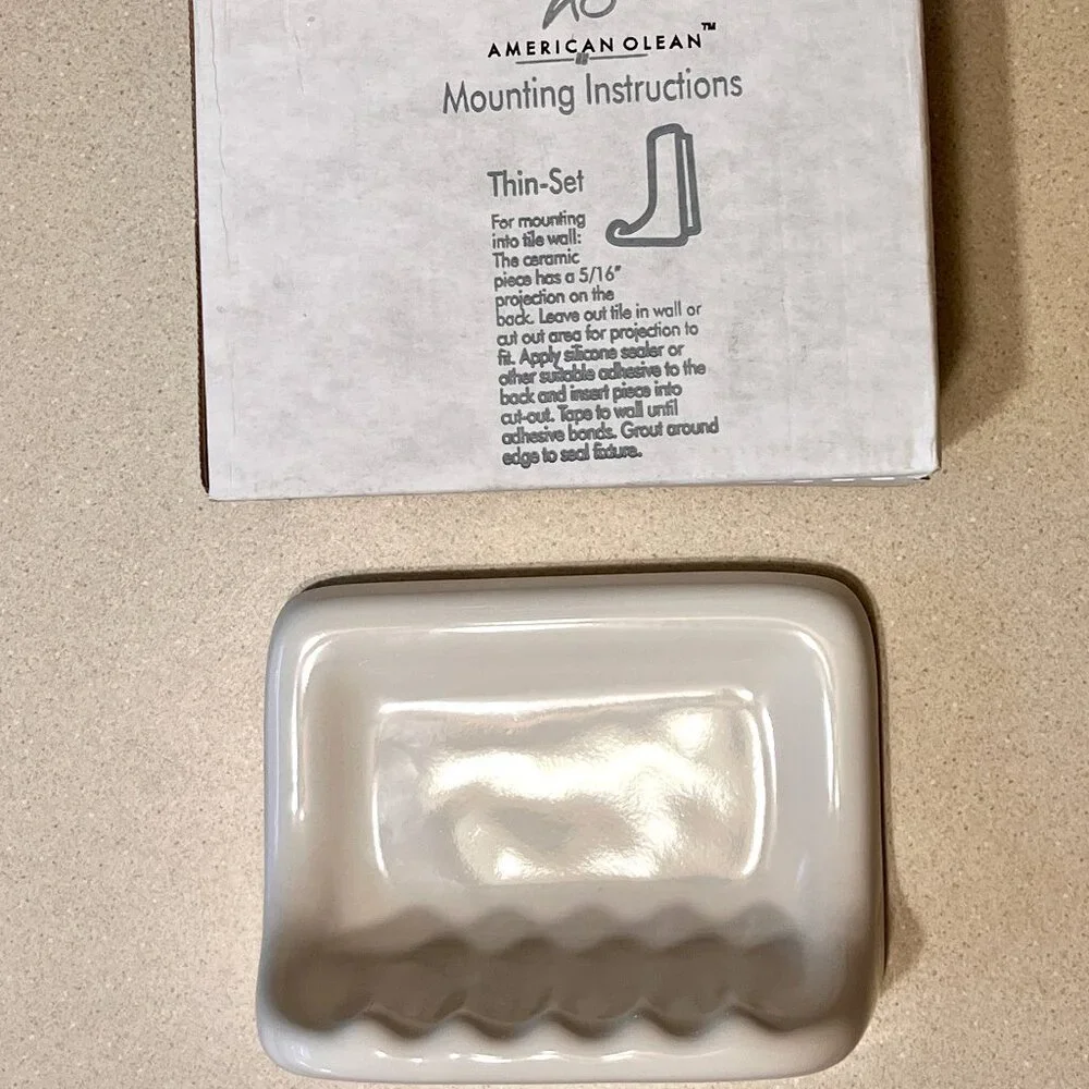 Tub Soap Dish Tile * American Olean * Off-White/Bone/Cream * Thinset Wall Mount